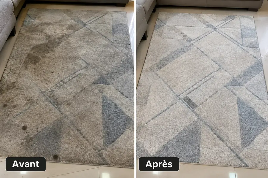 Tapis avant et après nettoyage profond